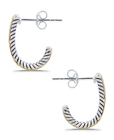 Macy's Oxidized Twist Chain Link Center J-Post Hoop Earrings