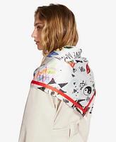 Steve Madden Doodling Print Square Satin Scarf