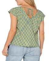 Liverpool Los Angeles Women's Short Sleeve Dolman Tie Back Knit Top