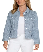 Liverpool Los Angeles Women's faux Button Collared Peplum Jacket