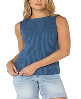 Liverpool Los Angeles Women's Sleeveless Boat Neck Rib Knit Top