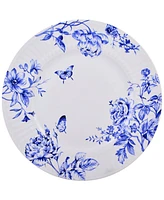222 Fifth Cassian Embossed Toile Blue Porcelain 12 Pc. Dinnerware Set, Service for 4