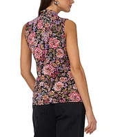 Vince Camuto Women's Floral-Print Faux-Wrap Sleeveless Top