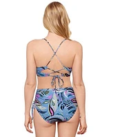 Salt Cove Juniors Printed Push Up Midkini Top Shirred High Waist Bottoms Exclusively At Macys