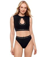 Salt Cove Juniors Studded Cropped Tankini Top High Waist Bottoms Exclusively At Macys