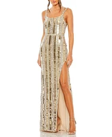 Women's Halter Neck Embellished Detailed Back Gown