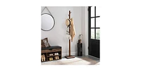 Slickblue Adjustable Height Mid-Century Modern Style Coat Rack in Wood Finish