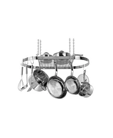 Slickblue Modern Ceiling Mounted Stainless Steel Oval Hanging Pot Rack