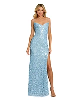 Mac Duggal Women's Embellished Spaghetti Strap V Neck Gown with Slit