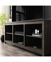 Slickblue Wood Tv Stand Entertainment Center for Flat Screen Tv with Storage and Shelving