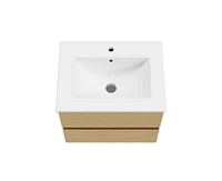 DeerValley 24" Wall Mounted Bathroom Vanity with Ceramic Top, Two Soft Closing Drawers