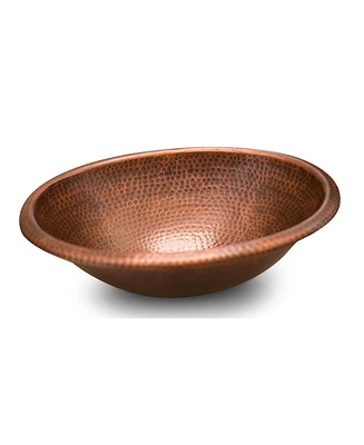 Slickblue Hammered Copper Oval Vessel Bathroom Sink for Elegant Vanity Design