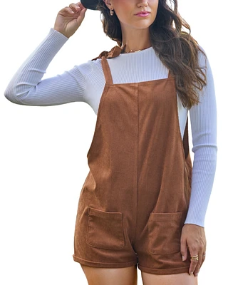 Cupshe Women's Square Neck Patch Pocket Wide Leg Shortalls