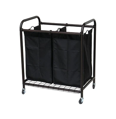 Slickblue Laundry Hamper Cart with 2 Sorter Bags for Easy Laundry Sorting and Convenient Transport