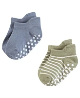 Hudson Baby Boys Non-Skid No-Show Socks Asst Stripes, 12-24 Months