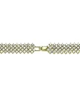 Genevive Sterling Silver 14K Gold Plated Clear Cubic Zirconia 4-Row Tennis Bracelet