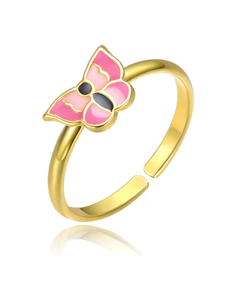 GiGiGirl 14k Gold Plated Enamel Butterfly Adjustable Ring