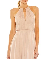 Mac Duggal Women's Chain Trim Keyhole Halter Neck A Line Gown