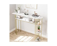 gaomon Console Table Gold Sofa Tables Narrow Entryway Table with Storage and Shelves