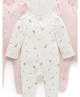 Purebaby Baby Girls Zip Coverall 4 Pack