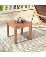 Gouun 18 Inch Adirondack Eucalyptus Wood Side Table – Slatted Top, Sturdy and Durable