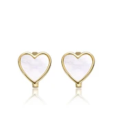 GiGiGirl Adorable Kids 14k Gold Plated Mother of Pearl Heart Earrings