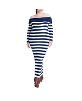 Eloquii Plus Stripe Overlay Dress