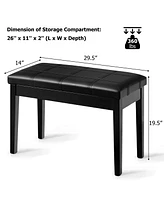 Gymax Pu Leather Piano Keyboard Bench Padded Cushion Double Seat Storage