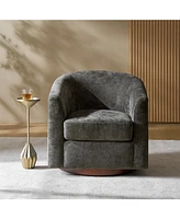 Hulala Home Victor Modern Swivel Barrel Chair with Solid Wood Base