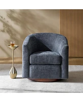Hulala Home Victor Modern Swivel Barrel Chair with Solid Wood Base