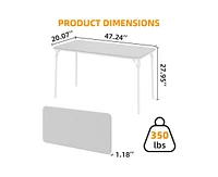 gaomon Folding Table, Portable Folding Card Rectangle Table with Sturdy Metal Frame, Pu Leather Upholstered Foldable Table, for Dining Room