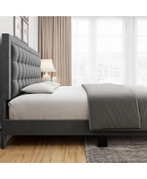 gaomon Platform Bed Frame with Upholstered Button Tufted Headboard