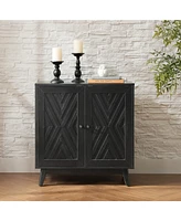 Tobias Midcentury 30"Tall 2 Door Accent Cabinet with Solid Wood Legs
