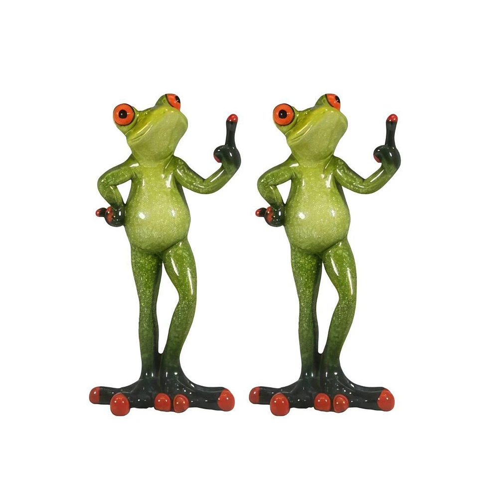 Fc Design "2-pc Gift Set" 6.25"H Frog Naughty Gesture Figurine Statue Ornament Home Room Office Decor and Perfect Gift Ideas for Housewarming, Holiday