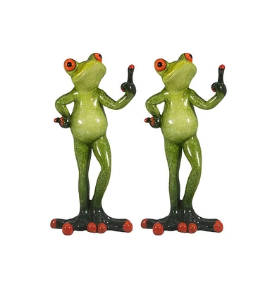 Fc Design "2-pc Gift Set" 6.25"H Frog Naughty Gesture Figurine Statue Ornament Home Room Office Decor and Perfect Gift Ideas for Housewarming, Holiday