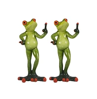 Fc Design "2-pc Gift Set" 6.25"H Frog Naughty Gesture Figurine Statue Ornament Home Room Office Decor and Perfect Gift Ideas for Housewarming, Holiday