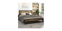 Slickblue Modern Farmhouse Platform Bed Frame with Wood Panel Headboard Footboard