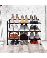 Slickblue 3-Tier Foldable Stackable Shoe Rack - Space-Saving Organizer for Entryway