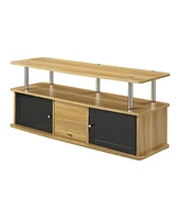 Slickblue Modern Tv Stand in Light Wood Finish with Storage and Sleek Design