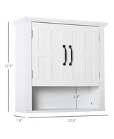 Aosom Homcom Bathroom Wall Cabinet, Medicine Cabinet w/ Adjustable Shelf, White