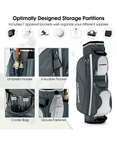 Gymax 14 Dividers Golf Cart Bag w/ 7 Zippered Pocket Cooler Bag Rain Hood Valuable Bag