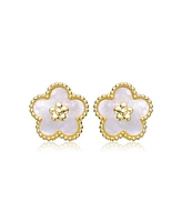 GiGiGirl Charming Kids 14k Gold Plated Mother of Pearl Flower Earrings