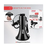 Pyle Megaphone Pa Speaker with Siren, Handheld Mic & Aux Input - 50W, 1,700+ Yard Range