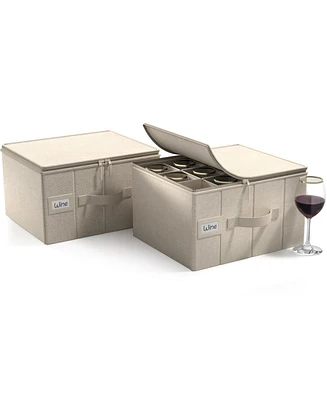 Sorbus Stemware Storage Case - with Hard Shell, Dividers and Handle - Stemware Storage Containers Holds 12