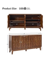 Hulala Home Olympia Mid-Century 60” Wide Sideboard with Adjustable Legs