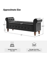 Hulala Home Benito Modern Storage Bench with Solid Wood Legs