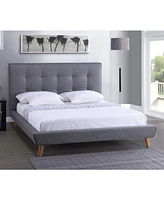 Slickblue Platform Bed with Button Tufted Headboard - Elegant Upholstered Frame Design