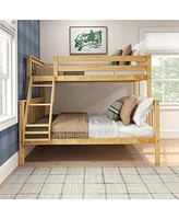 Slickblue Twin over Full Solid Wood Bunk Bed with Safety Rails and Ladder