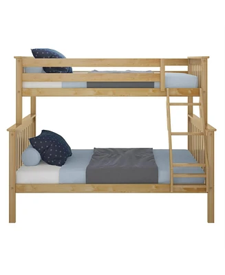 Slickblue Twin over Full Solid Wood Bunk Bed with Safety Rails and Ladder