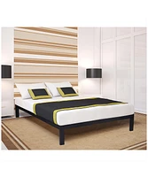 Slickblue Modern Metal Platform Bed Frame with Wood Slats